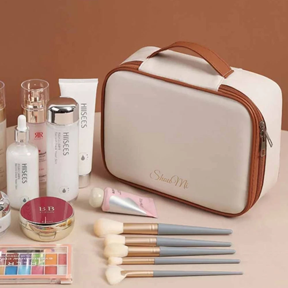 

Square PU Leather Cosmetic Bag Detachable Waterproof Pillow Makeup Pouch Handbag Carry-on Makeup Tote Travel Wash Bag Travel