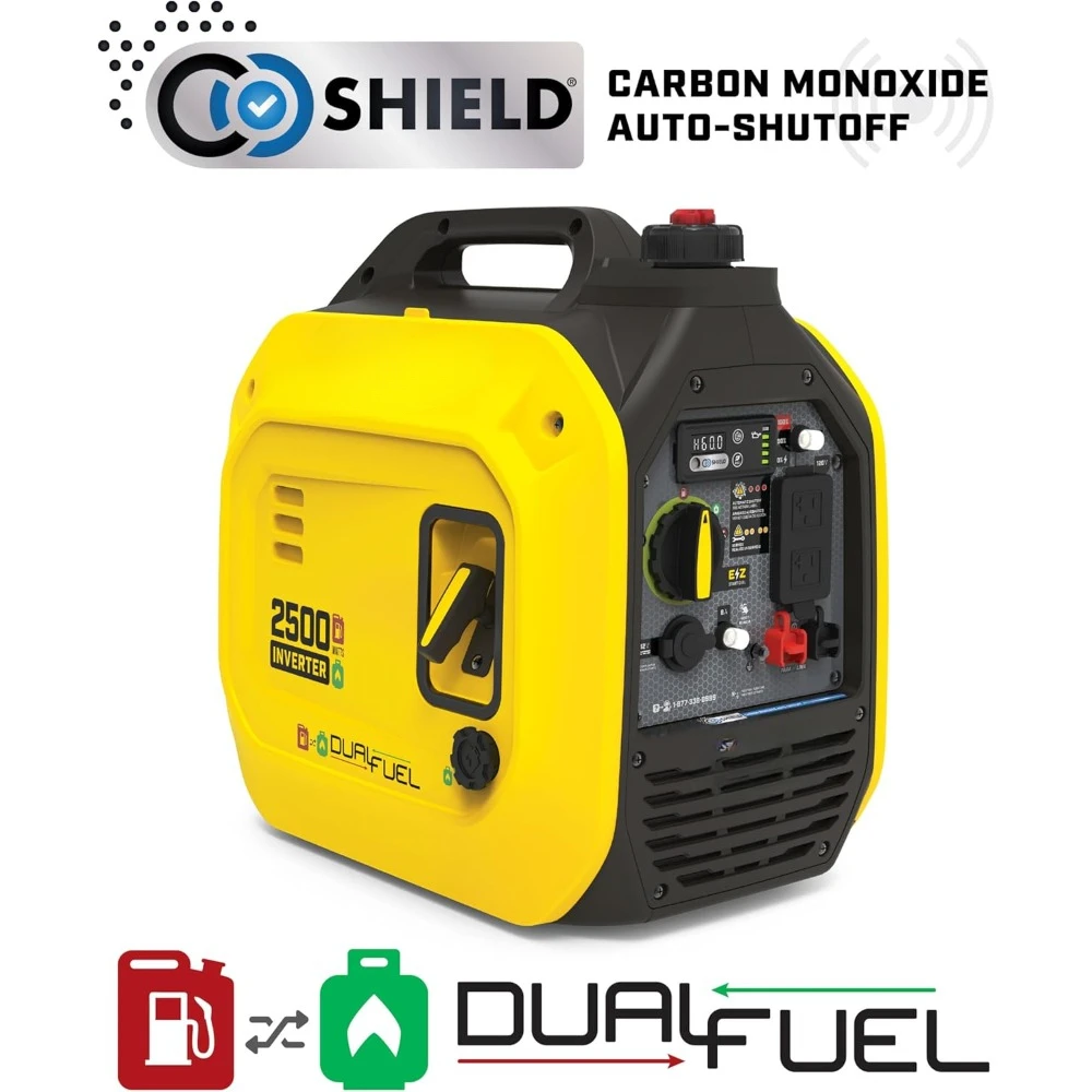 2500-Watt Dual Fuel Portable Inverter Generator with Quiet Technology and CO Shield