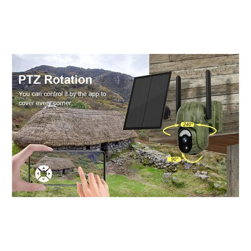 LXYB18B 4MP 4G Solar Security Camera Outdoor Human/Animal Detection 2-Way Talk IP66 Waterproof Wildlife Camera (A)