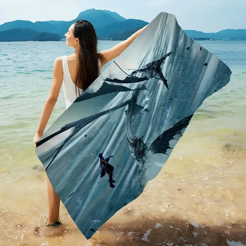 Classic F-Final Game F-Fantasy Tifa Bath Towel Microfiber Soft Water Absorbing Breathable For Decorative Cartoon Beach Towel