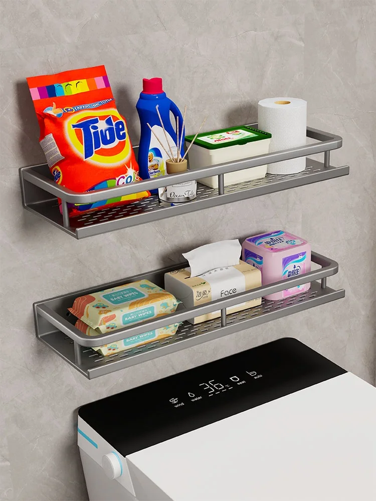 Bathroom Shelf Shelves Wall Mounted Shampoo Storage Rack For Kitchen Holder Square Bath Organizer Kitchen storage image 2