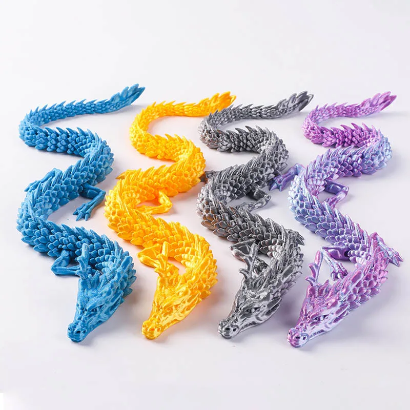 

30/45/60 см 3D игрушка-печать, имитация китайского дракона, суставы тела, подвижный градиент цвета, животное, дракон, украшение для дома, подарок для детей