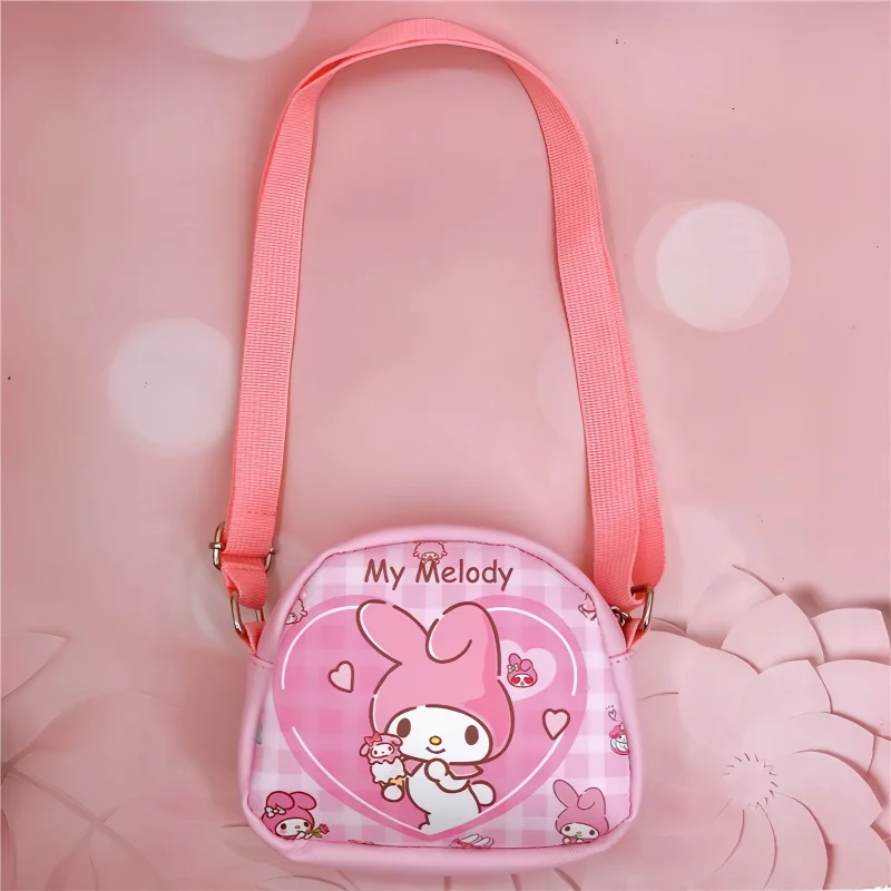 حقيبة كتف كاواي سانريو كروس هالو كيتي ميلودي كورومي سينامورل PU محفظة للعملة حقيبة تخزين للأطفال #3
