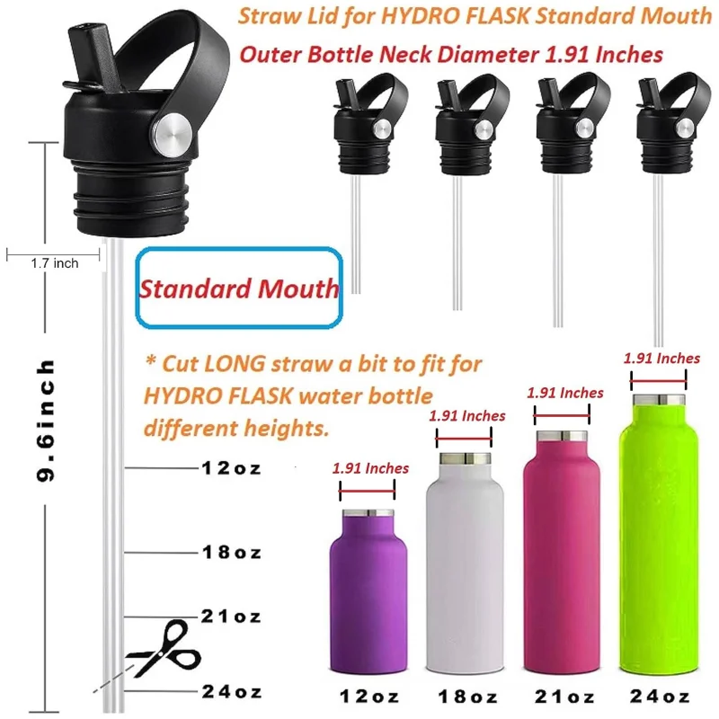 Stroh deckel für Hydro kolben deckel mit Strohhalm für Hydro kolben 18 21 24 Unzen Standard Mundersatz Sport wasser flaschen verschluss mit Griff