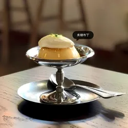 Stainless Steel Ice Cream Cup, Popular High Cup, Afternoon Tea, Pudding Dessert Cup, Coffee Bowl, House Utensil, High Foot Plate