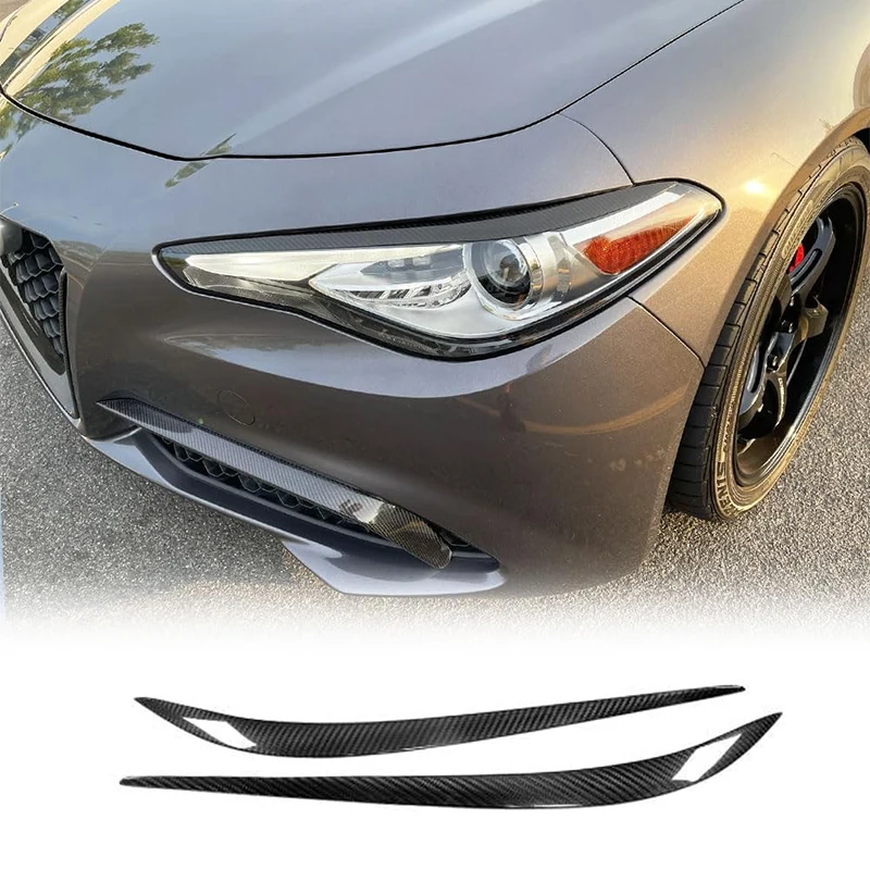 For Alfa Romeo Giulia 2015-2026 ABS Car Front Headlight Eyebrow Trim Strips Cover Decoration Sticker Protective Auto Accessories