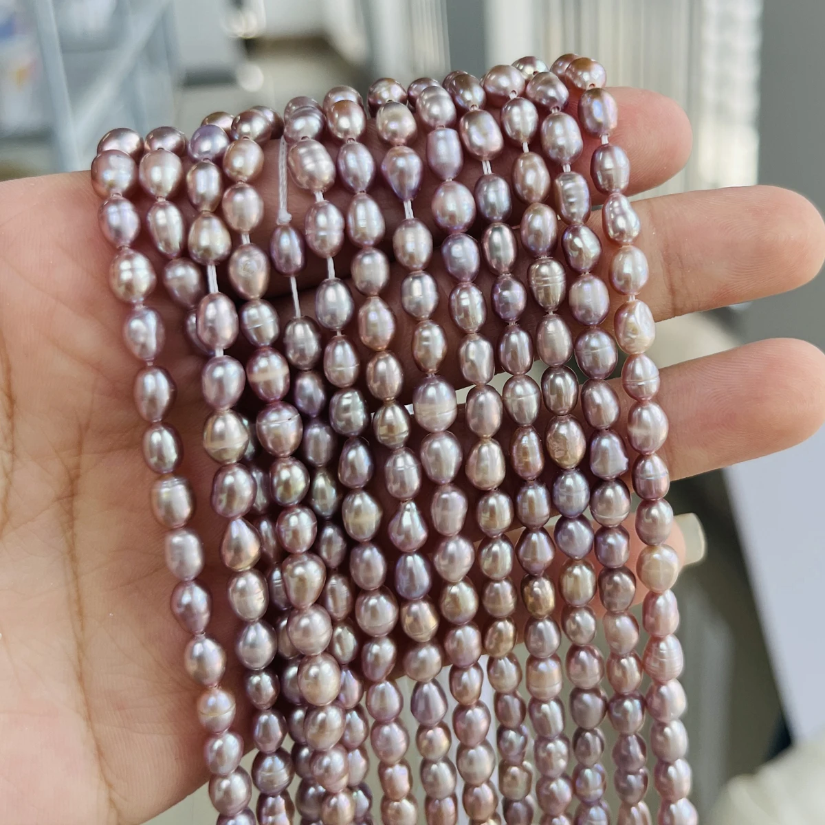 6-7mm Purple Natural Freshwater Pearl Semi-finished Rice Shape Beads for Jewelry Making DIY Women Necklace Earrings Accessories