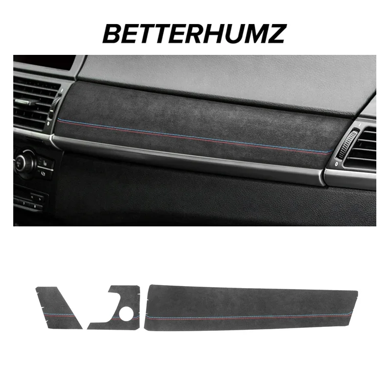 لسيارات BMW E70 X5 E71 X6 مصنوعة من الكانتارا لوحة القيادة الداخلية للسيارة شرائط الكسوة ملصقات أداء الأداة الملحقات