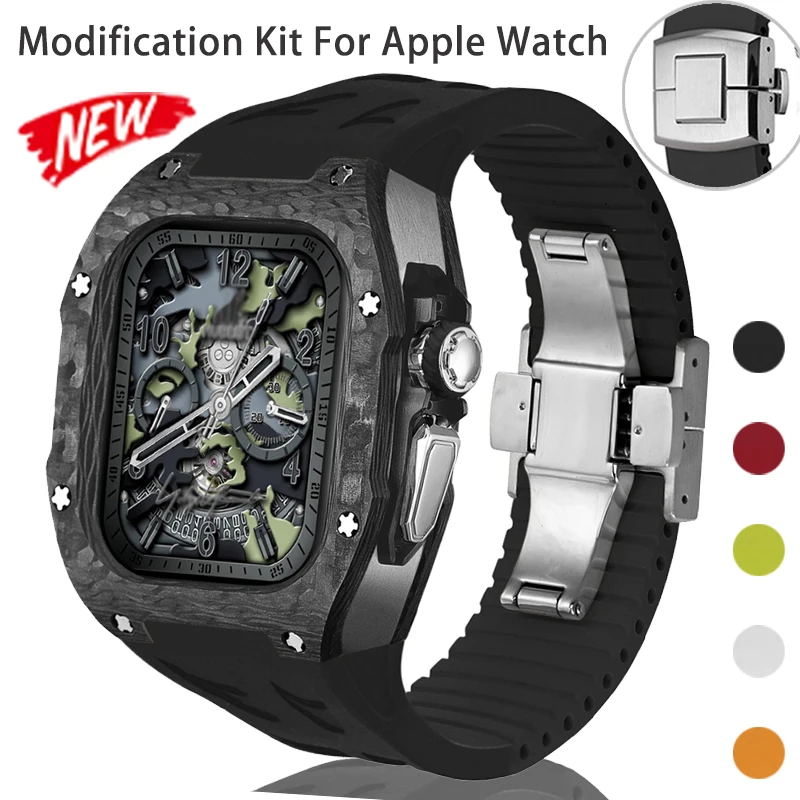 Modification Kit for IWatch Ultra 2/1 49MM Transparent Titanium Alloy/Carbon Fiber Case+Strap for Apple Watch Ultra 49mm Mod kit