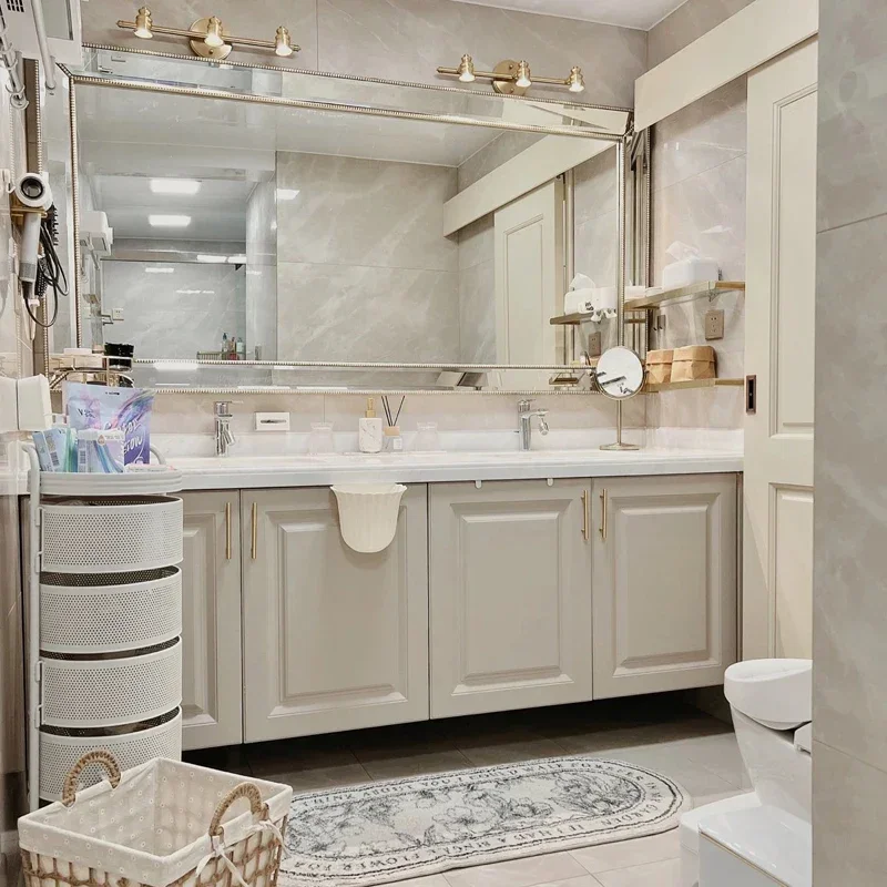 Designs Luxury French Bathroom Cabinet Vertical Makeup Storage Organizer Wall Sink Decoration Badkamer Meubel Bathroom Cabinet
