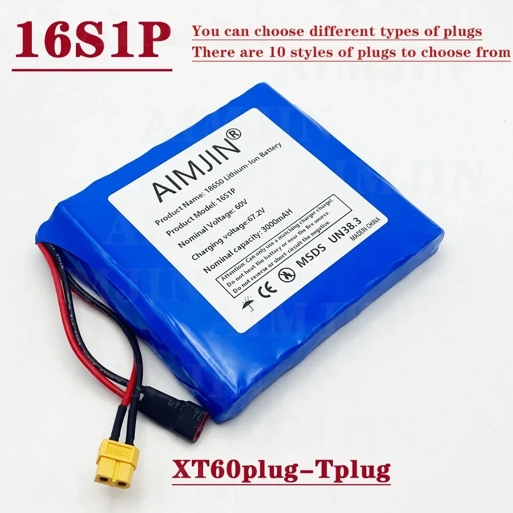 

New Bestselling 16s1p 60V 132wh Lithium Ion Rechargeable Battery 3000mah Used for Electric Unicycle Electric Scooter
