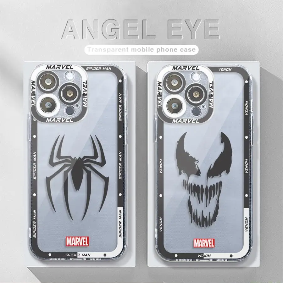 Marvel Avengers Hero Logo Phone Case for iPhone SE 15 16 Plus 11 13 Pro Max X XS XR 7 14 Pro 12 Mini 8 Transparent Soft Cover