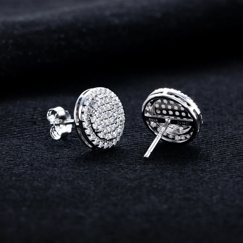 MossanRappr 0.9cttw Moissanite Bling Round Stud Earrings 925 Sterling Silver Fashion Hip Hop Jewelry Gifts for Women and Men