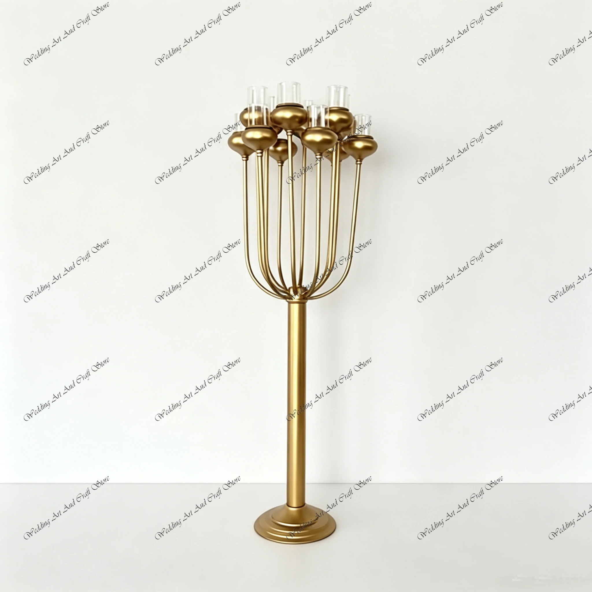 6pcs f30 100cm 12 Heads Gold Metal Candelabra Round Centerpiece Acrylic Table Decoration Golden Candle Holder for Wedding ivy988