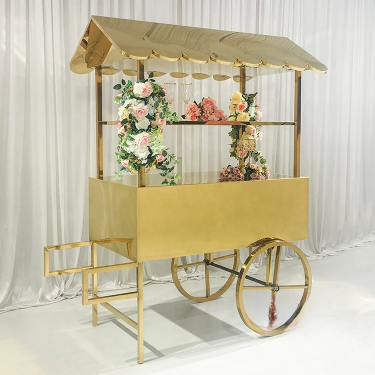 High quality stainless steel candy cart decorated wedding cake flower cart