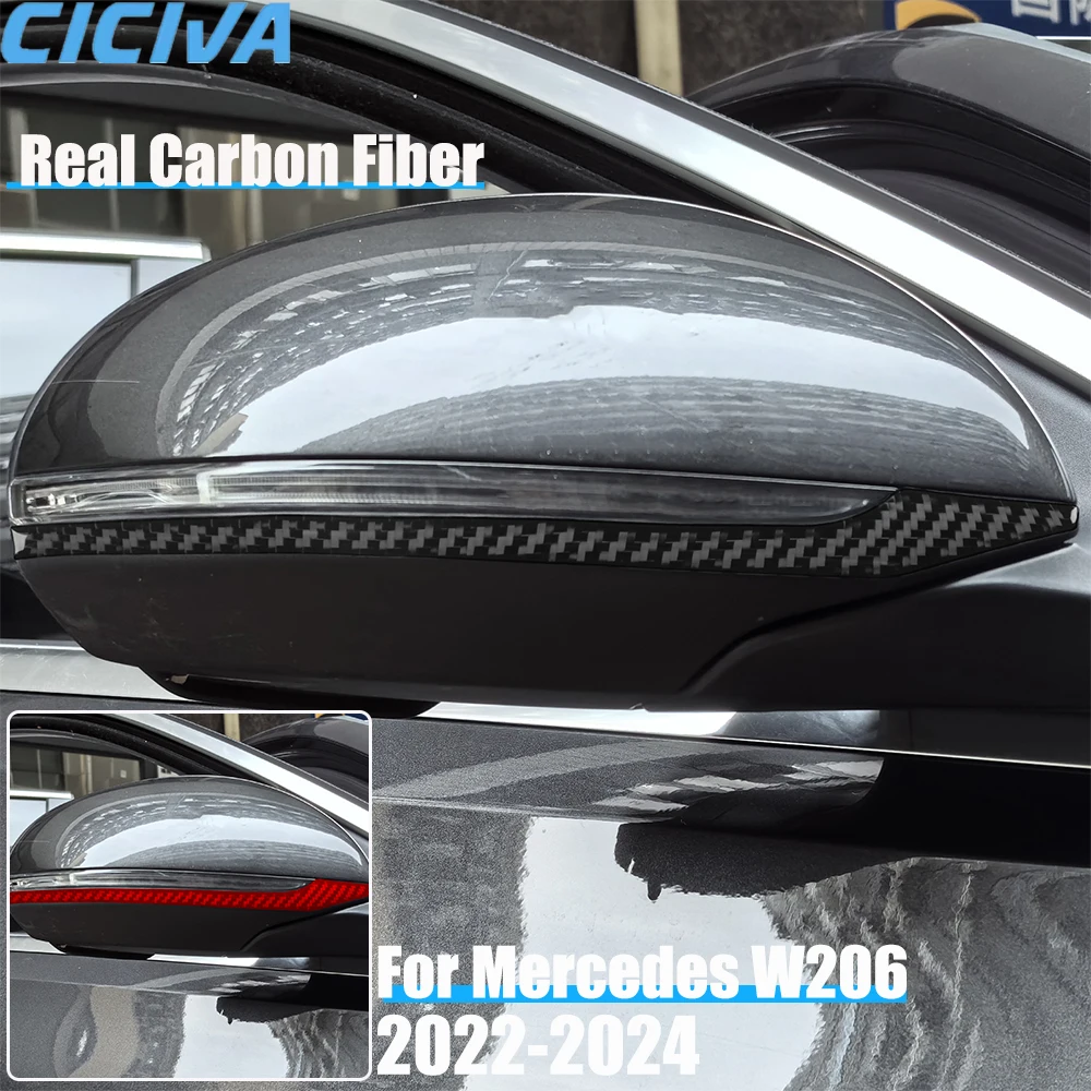 

Real Carbon Fiber Car Accessories Side Mirror Decorative Strips Cover Soft Sticker For Mercedes Benz C-class W206 2022 2023 2024