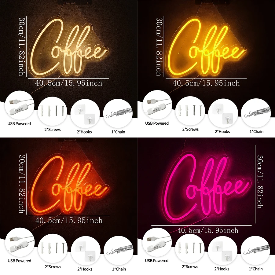Coffee Neon Sign, Led Letter Icon Wall Decor, Suitable For Restaurant, Coffee Shop, Shop Window Art Wall Lamp, Easy To Hang.