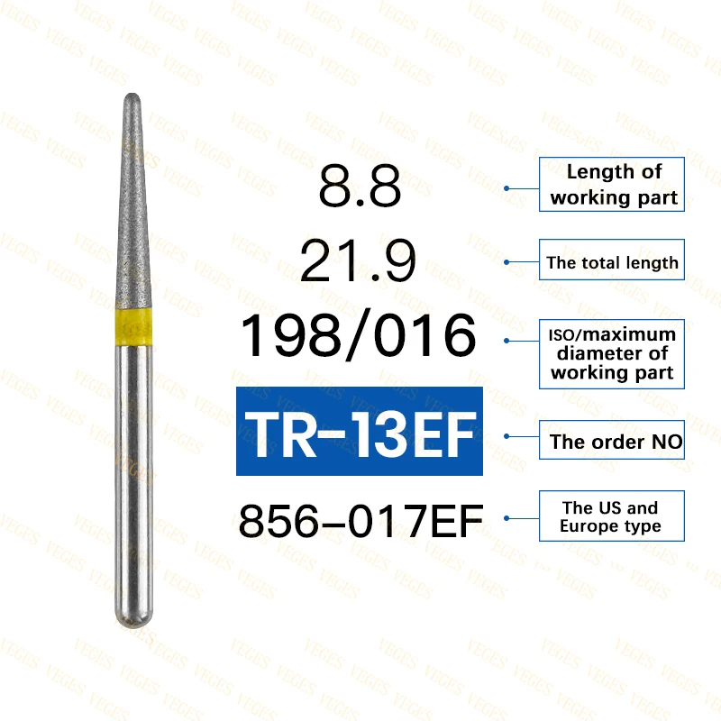 10pcs Dental FG Diamond Burs Dental High Speed Handpiece Burs Dental Diamond Burs 1.6mm shank Diameter