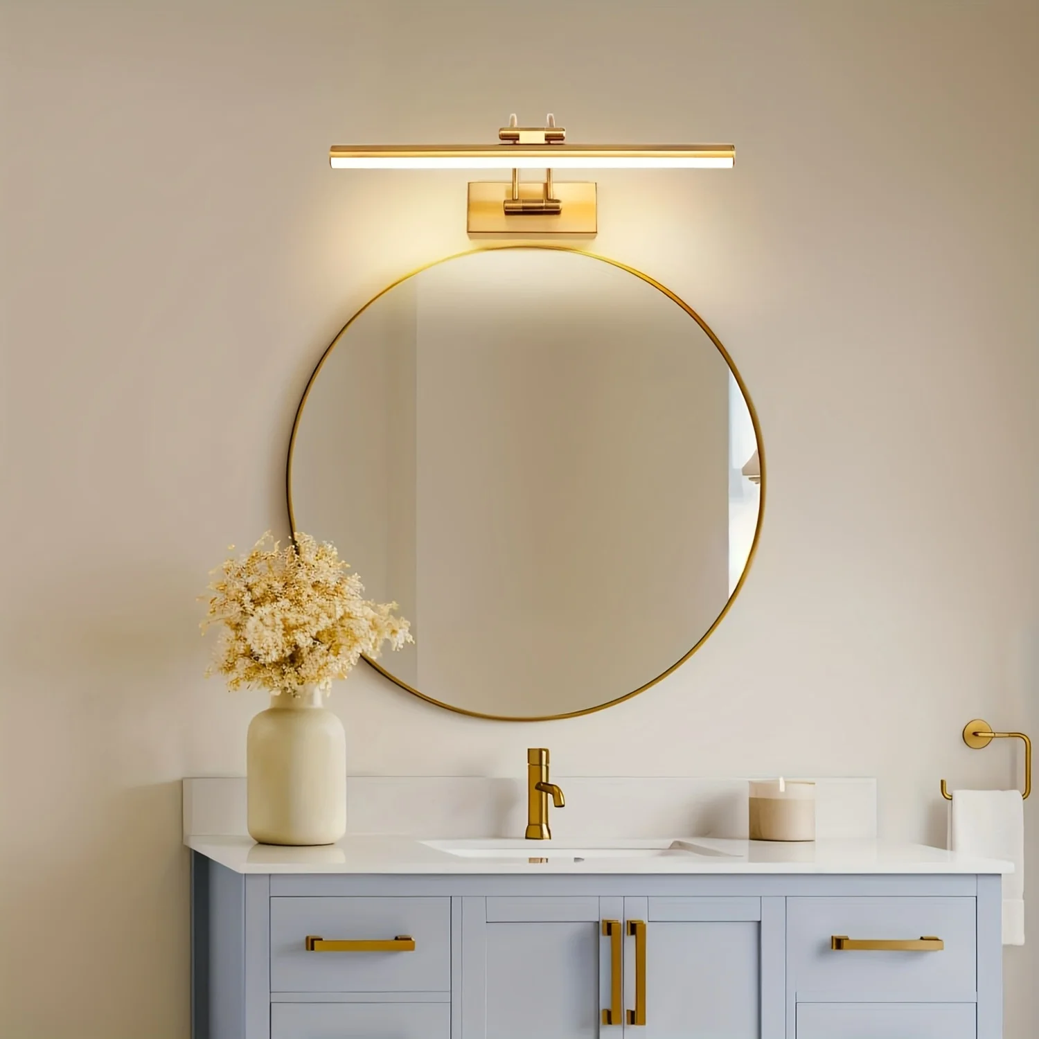 Modern Gold 16.2-Inch (41cm) LED Bathroom Vanity Light, Adjustable Rotatable Mirror Front Lamp - For Bathroom/Study Room