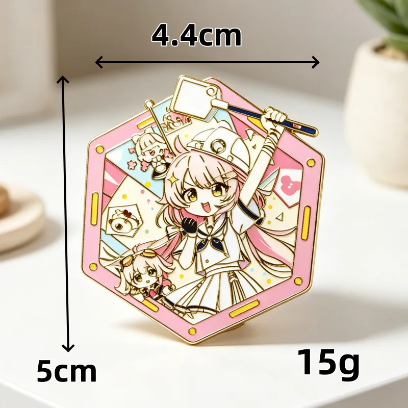 Ace Taffy Hexagon Enamel Pin Badge Fan Made VTuber Anime Streamer Merch Collectible Brooch Gift