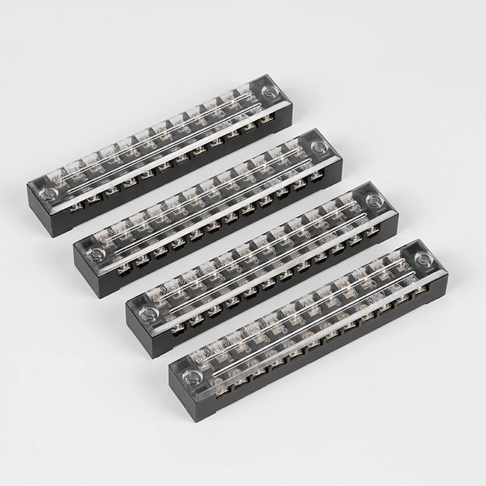 

5Pcs 12-Position Terminal Block with Transparent Cover 15A 600V Two Row Screw Type Wire Connector for Home Electrical Circuit