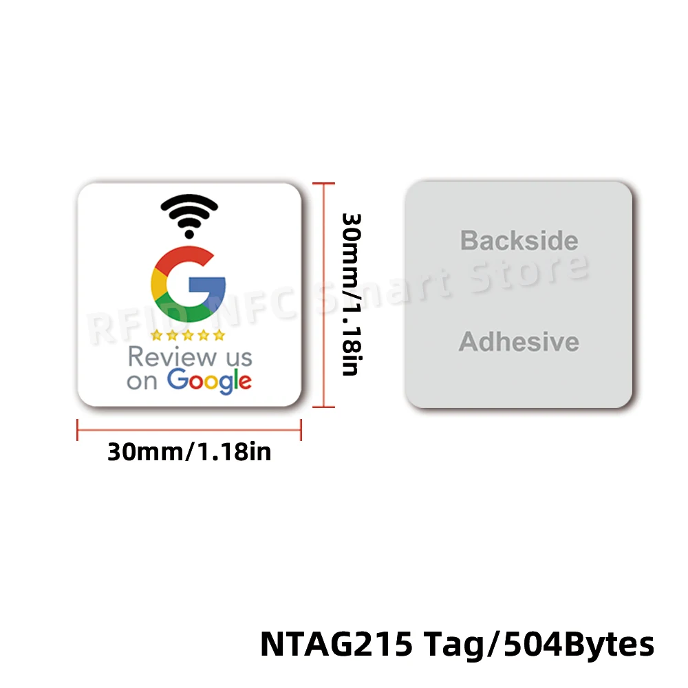 Imagem -06 - Impermeável Google Revisão Adesivos Tap Review Adesivo 30 mm 504bytes Chip Nfc215