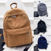 New Trend Backpack Fashion Women Corduroy Backpack College Women Solid Color School Backpack Travel Shoulder Bags For Teenagers