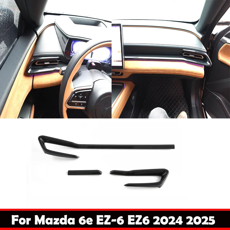

LHD для Mazda 6e EZ-6 EZ6 2024 2025 из углеродного волокна, передняя крышка вентиляционного отверстия для условий эксплуатации, центральная крышка панели управления, аксессуары