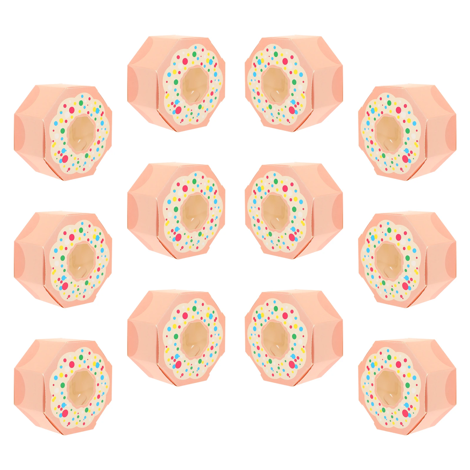 

12pcs Candy Box Donut Shaped Paper Boxes Small Food Packaging Wedding Treat Cake Bakery Candies Container Party Decorations