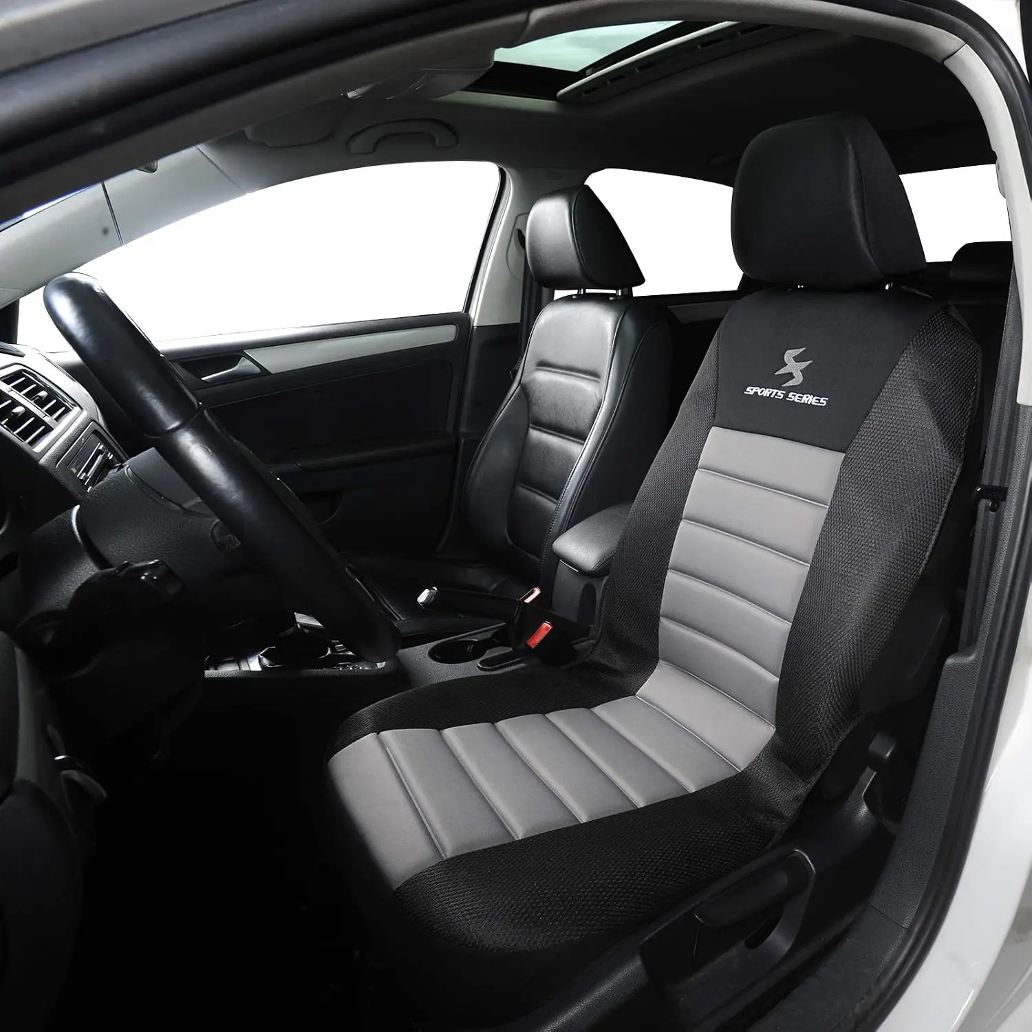 1 Stück Universeller Vordersitzbezug für Autos, Schutzbezug aus Polyester, gepolsterter Sitzbezug mit Kopfstützen – Detail 4