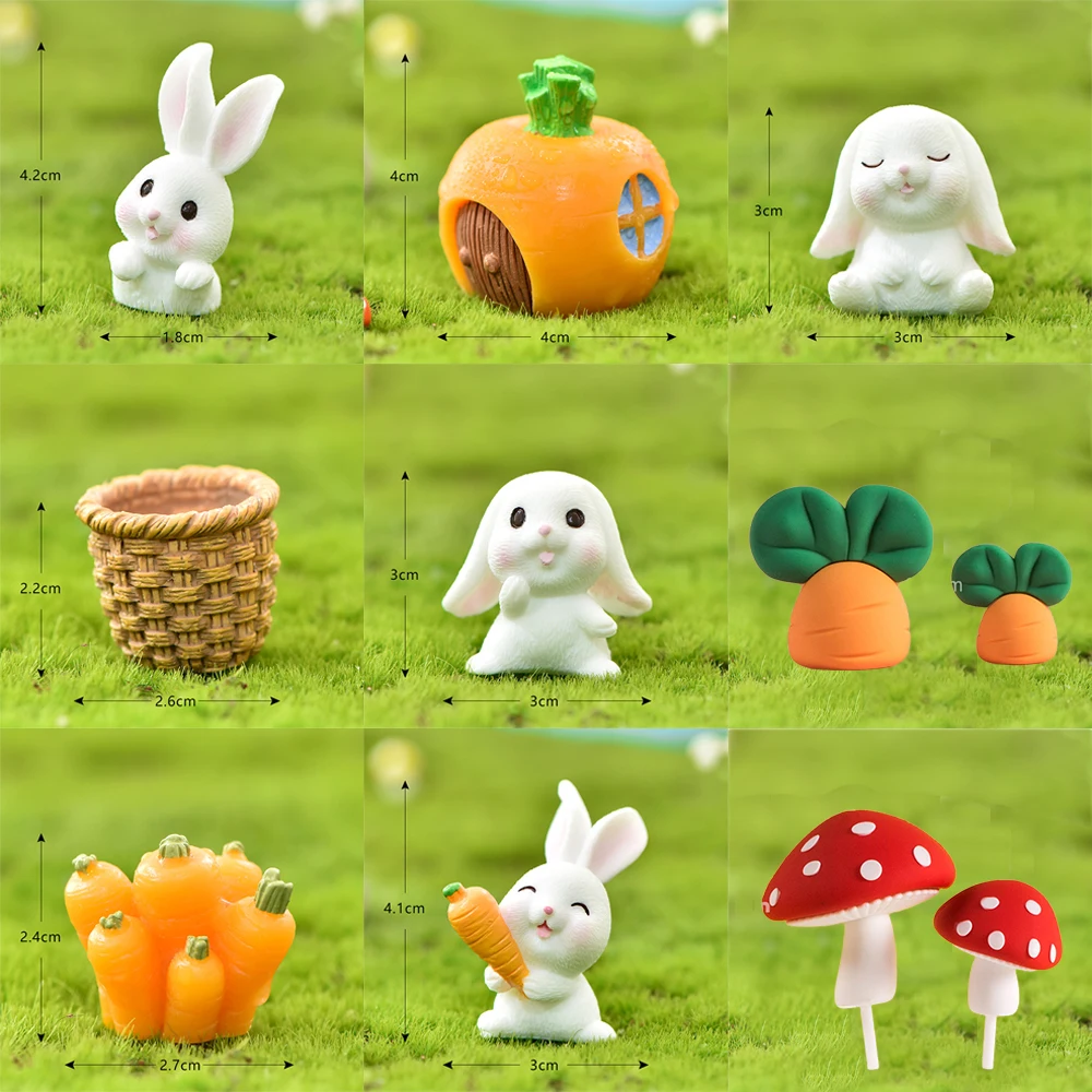 Jungle Animal Theme Cake Decoration Cute Cartoon Bunny Rabbit Carrot Mushroom Kids Birthday Party Easter Decoration Supplies