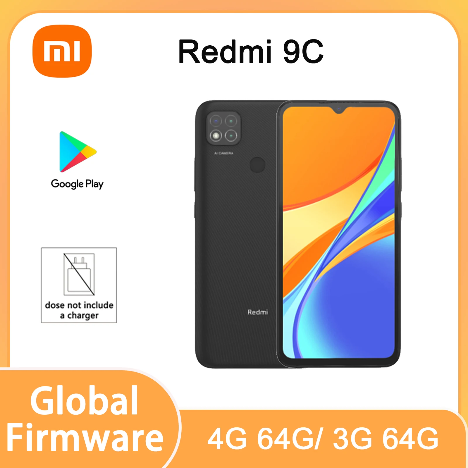 Global firmware Xiaomi Redmi 9C celular 64GB MediaTek, Helio G35, 6,53 pulgadas Android 10 Smartphone used phones no charger