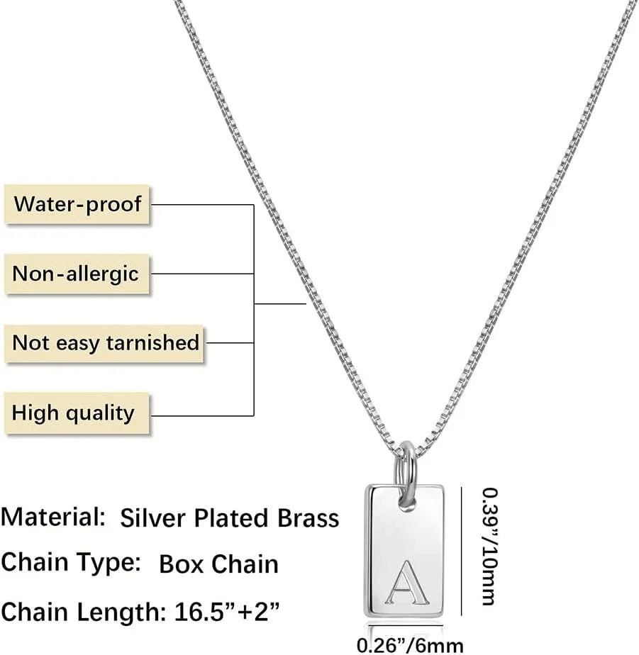 Collane iniziali per donna Collana con lettere placcate in argento Collana con nome in argento delicato Collane con ciondolo con etichetta iniziale personalizzata