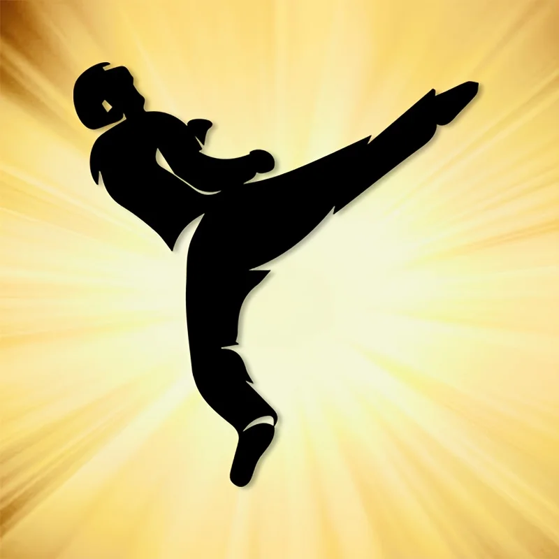 CIFBUY Metal Wall Art Taekwondo Warrior Iron Hanging Decor 2D Sculpture Martial For Home Office Indoor Outdoor Accent Easy Hang