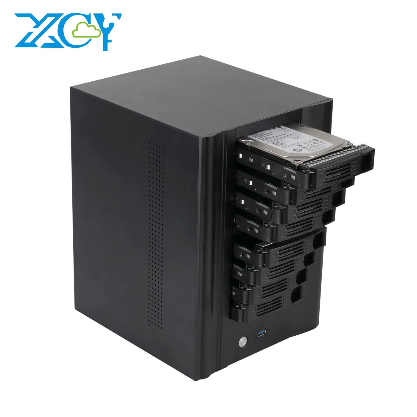 NAS كمبيوتر صغير Intel N150 4/6/8-Bays 2.5/3.5 بوصة HDDs DDR5 RAM M.2 NVMe SSD 3x Ethernet Type-C TF فتحة للبطاقات Windows10/11 NAS OS