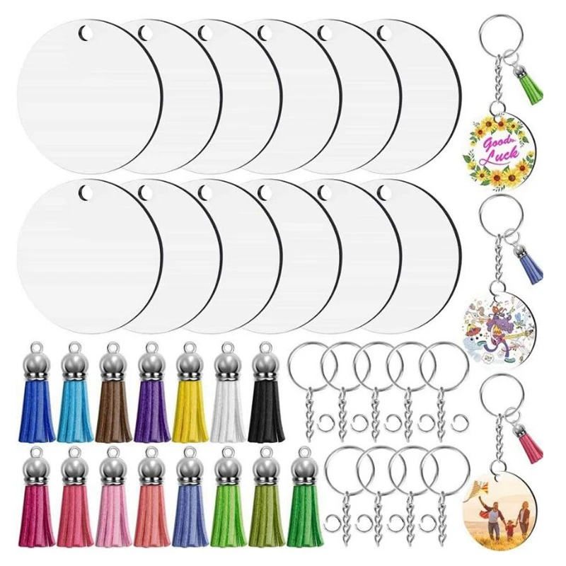 Keychain Blanks,Keychains Tag Bulk with Heat Transfer Double-Side Sublimation Blanks, Key Chains,Jump Rings for DIY