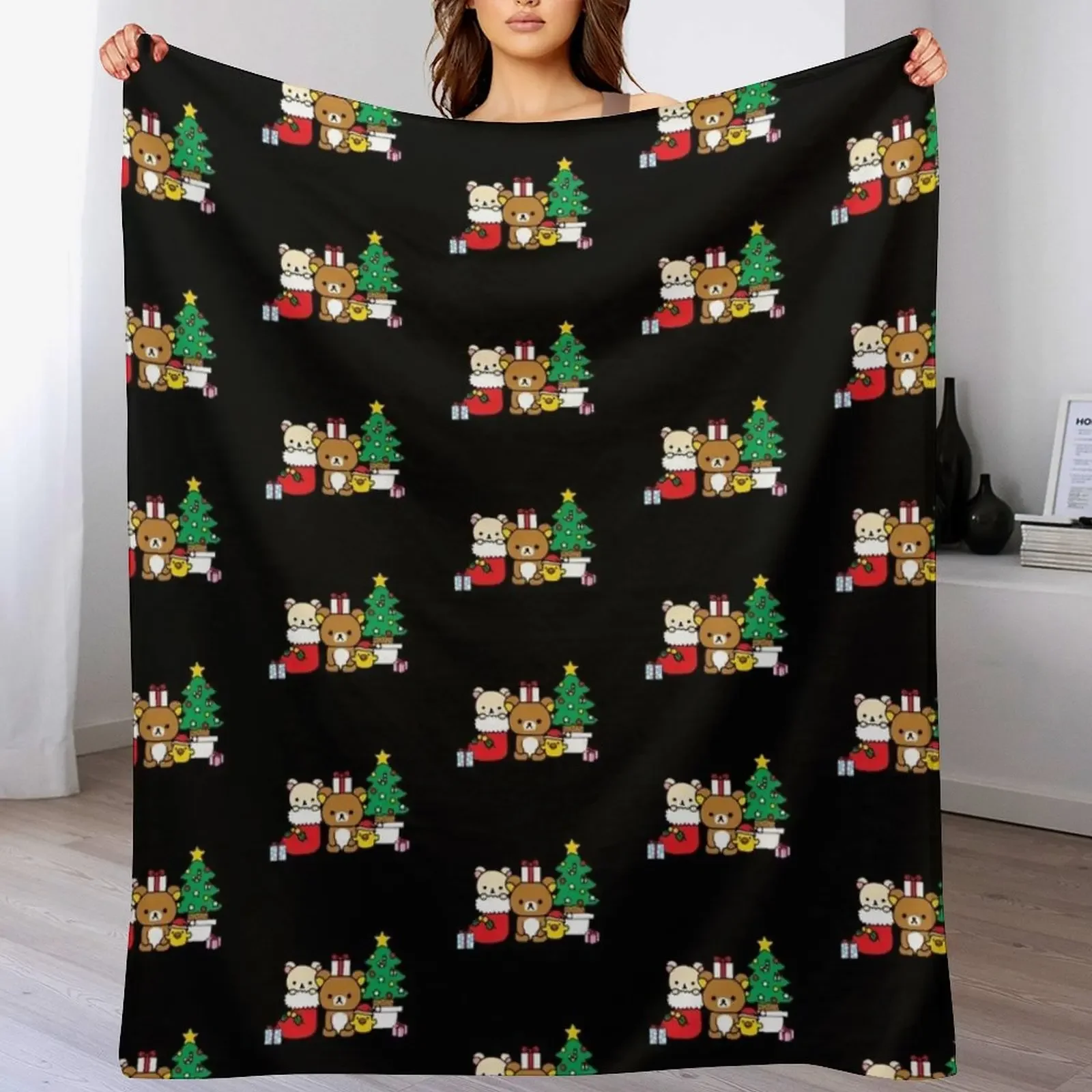 Rilakkuma. Merry Christmas. Rilakkuma Christmas Classic T-Shirt Throw Blanket Thin Soft Blanket for Summer Night Sleeping