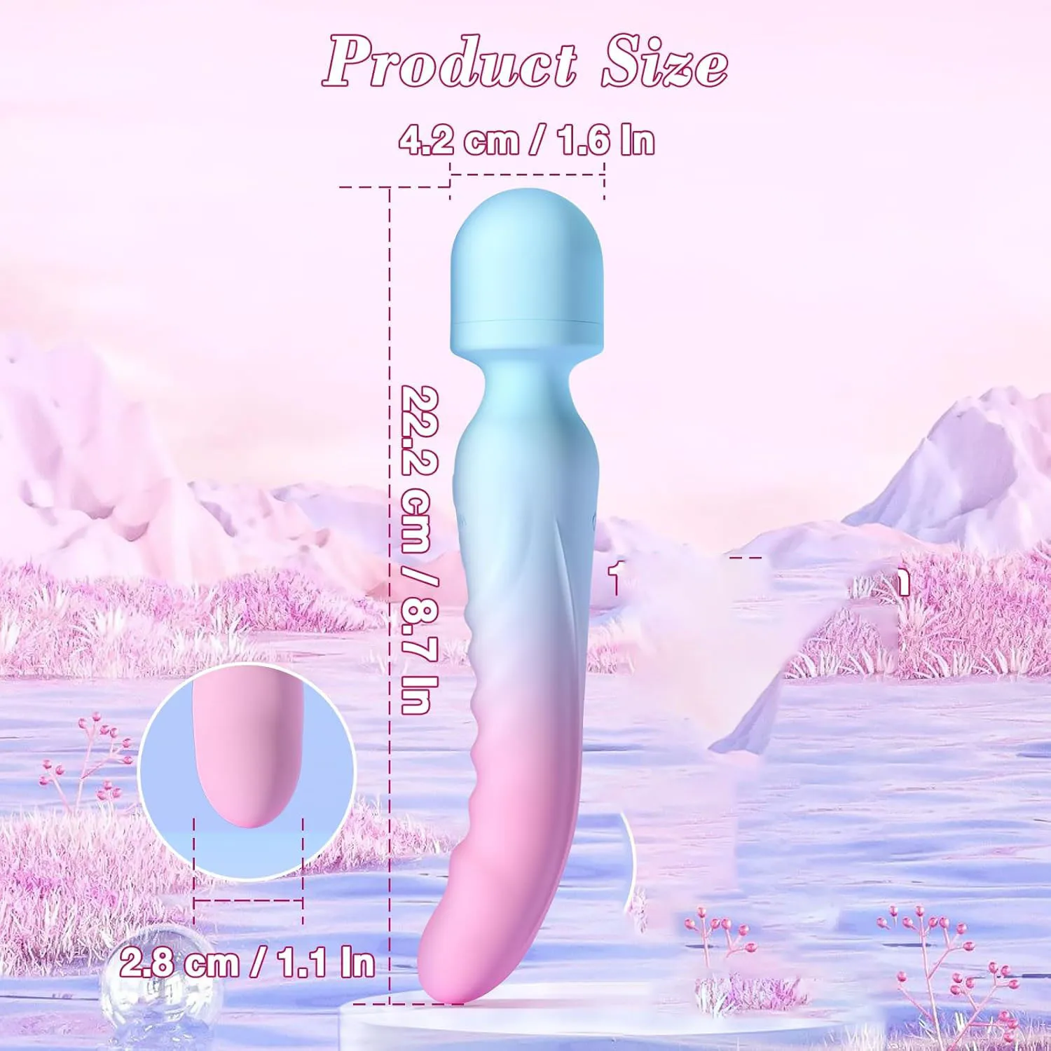 Dual-Head Vibrating Wand for Women, Heated Personal Massager, Multiple Vibration Modes, Rechargeable Silicone Adult Toy - view 3