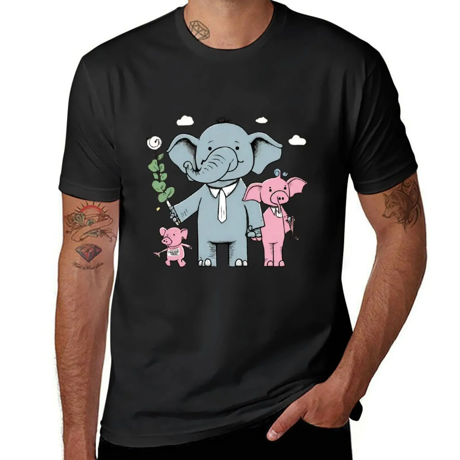 elephant and piggie T-Shirt summer clothes Aesthetic clothing tops sports fans designer t shirt men