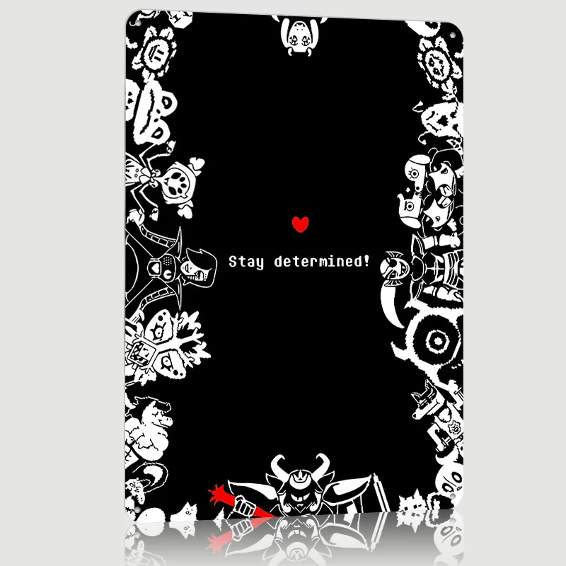 Undertale Game Art Printed Poster Customized Wall Art Retro Vintage Metal Tin Signs for Home Living Room Decorations Desk Decor