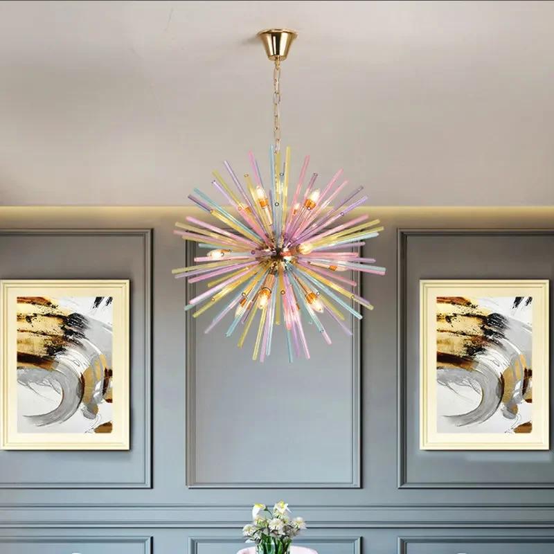 Nordic Sphere Rainbow Chandelier Lighting Spersonalizowany Kreatywny Sklep Dandelion Lampa Wisząca AC110v-220v Cocina Accesorio