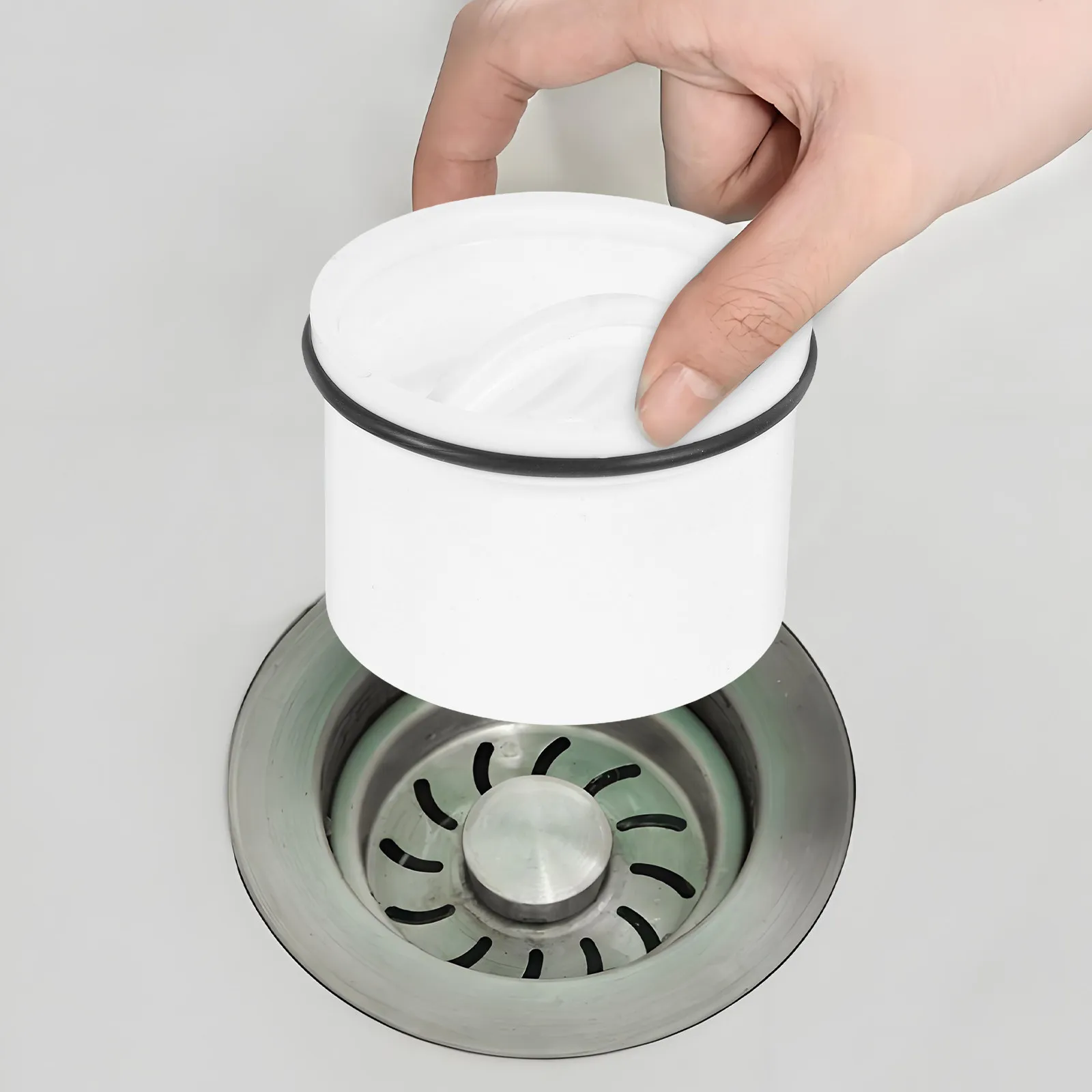 Wash Basin Drain Strainer for Household Users to Prevent Drain Clogging, White PP and Rubber with Felt Pad, 3-Piece Set