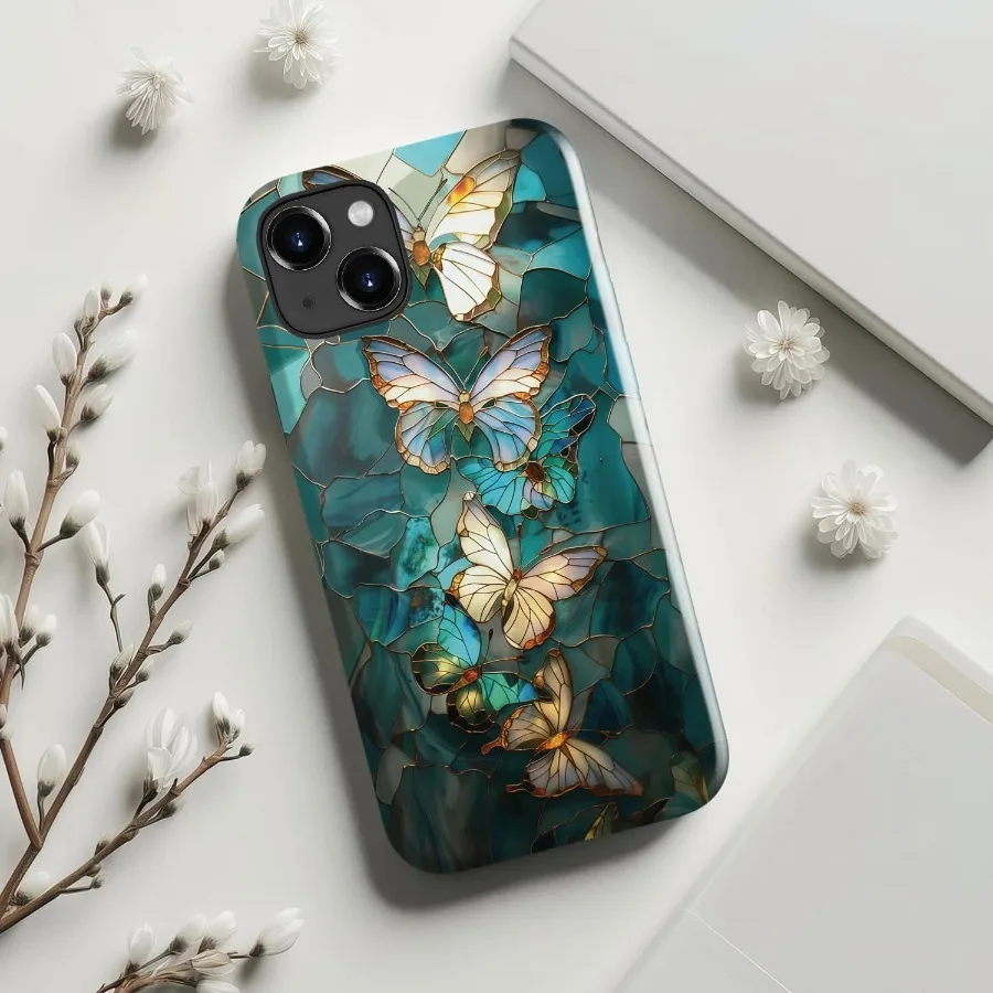 ワイヤレス充電対応 iPhone 15用保護ケース デュアルレイヤーハードシェルとシリコンカバー付き キュートなワイルドフロデザイン