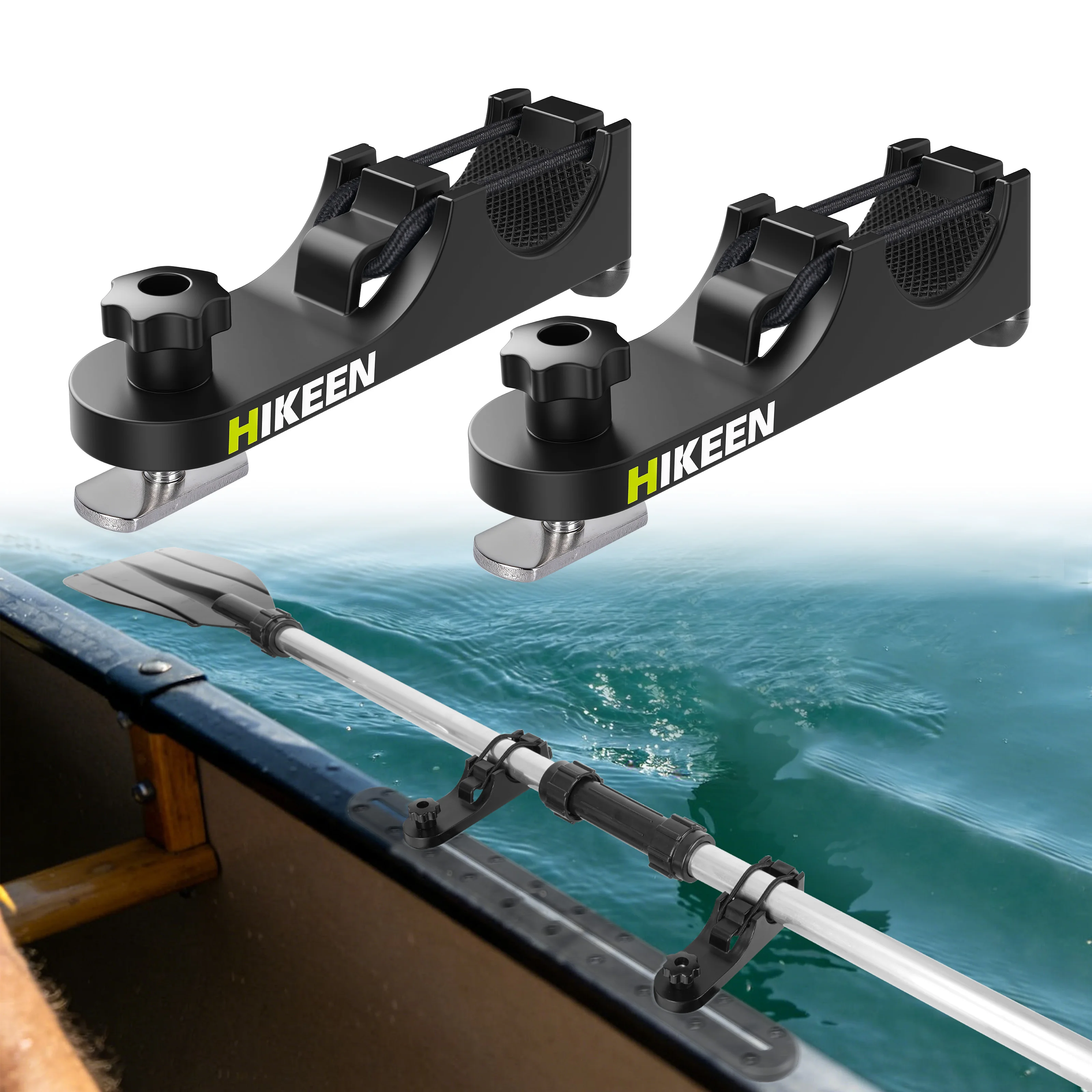 Suporte para Remo de Caiaque Hikeen, Suporte para Rede de Pesca e Vara de Pesca, Acessórios de Montagem em Trilho para Canoa, Prancha de Remo