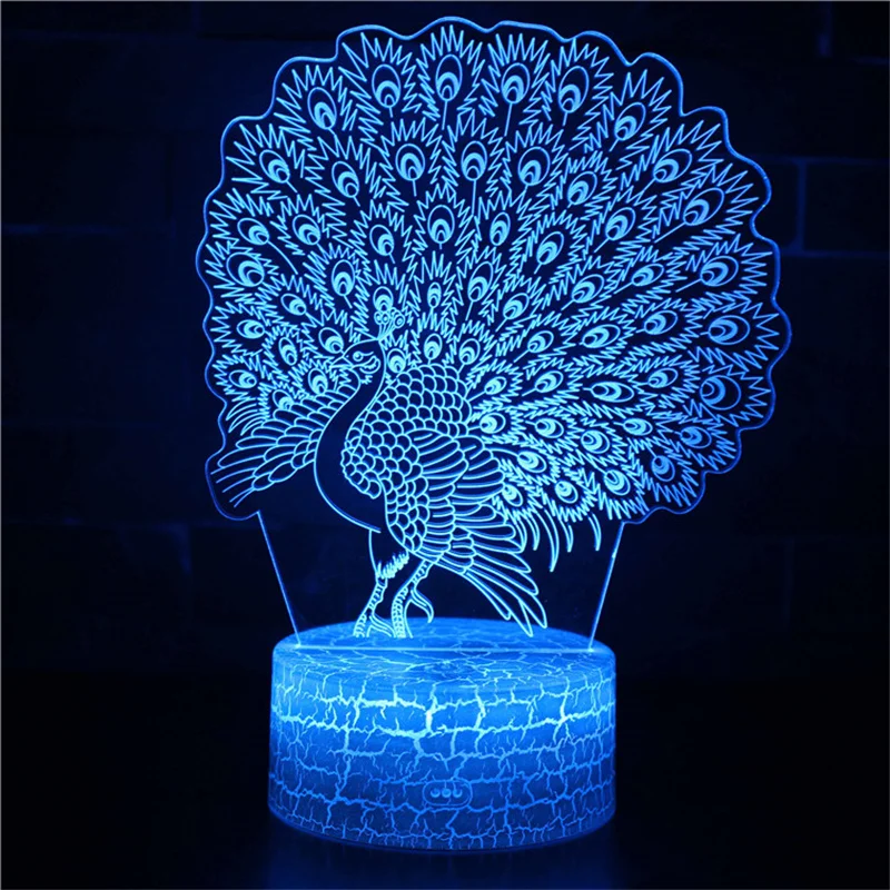 Nighdn Peacock Night Light for Girls Room Decor Touch 7 Color Changing USB Table Bedside Lamp LED Child Nightlight Kids Gifts