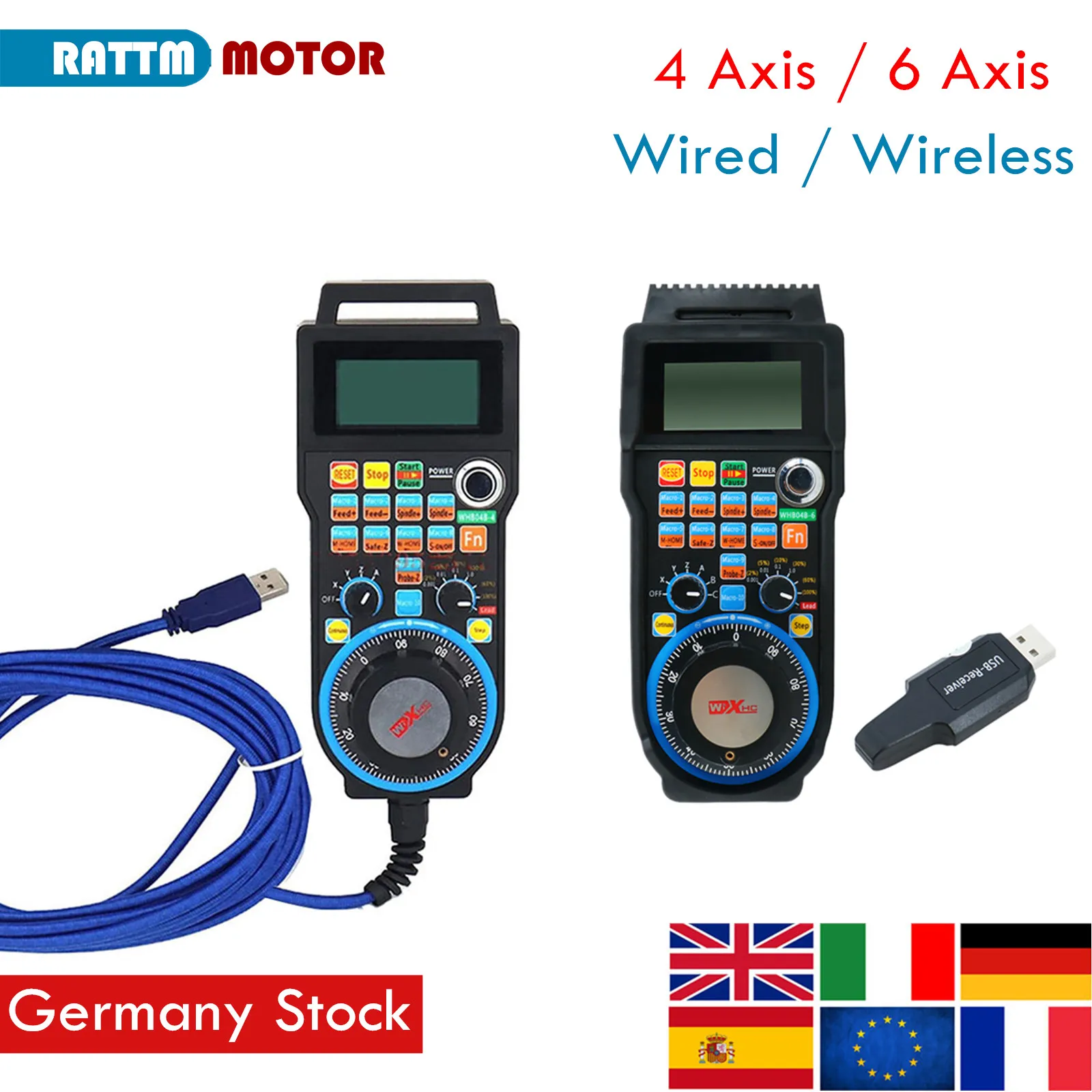 Xhc Wireless Mpg Hanging Handwheel para Fresadora Xhc Lhb04b Whb04b Cnc Controlador Eixos Eixos Eua ue