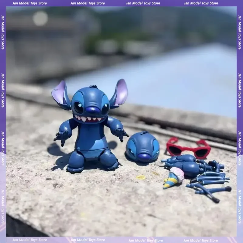 

12cm New Kaiyodo Stitch Articulated Joints Moveable Lilo & Stitch PVC Revoltech Figure Collectible Model Toys Children Boy Gift