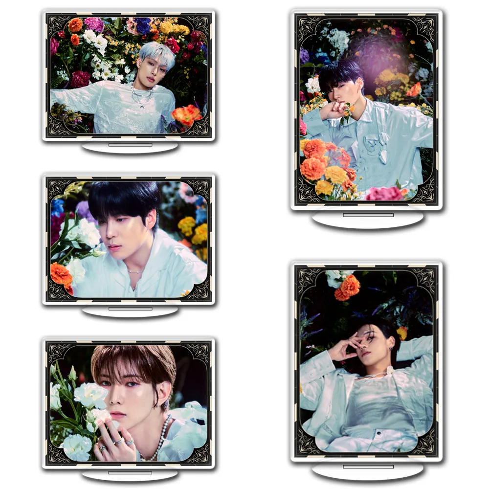 2PCS/Set Kpop ATEEZ Standing Board Keychain GOLDEN HOUR Album Double Sides Arcylic Printing Desktop Decoration Yunho Mingi Gift