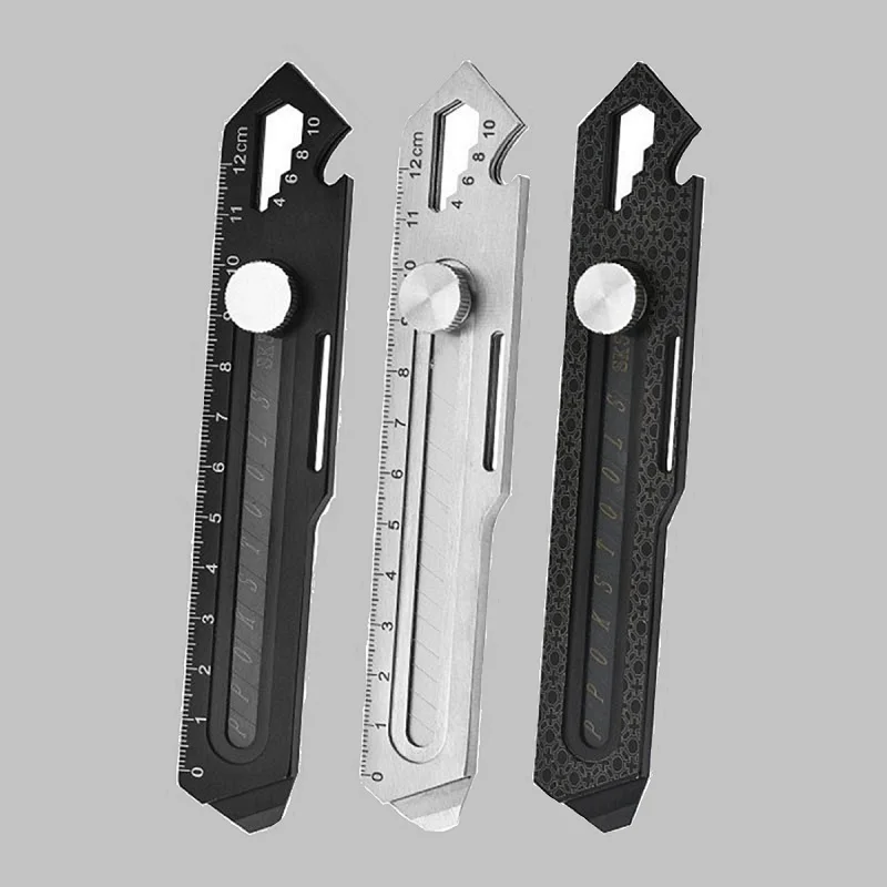 Coltello multiuso 10-in-1 coltelli per cancelleria artistica 3 cr13 tagliacarte portatile salvaspazio interamente in acciaio per l'artigianato