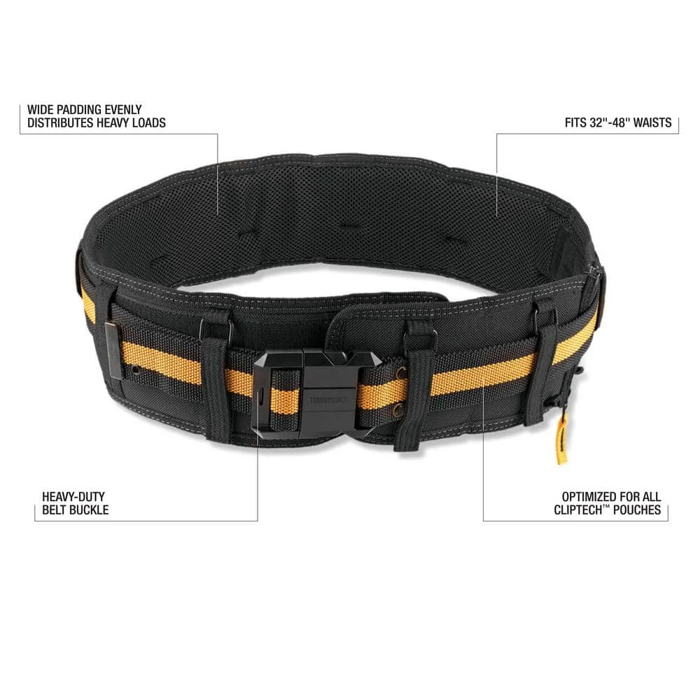 TOUGHBUILT TB-CT-41P Padded Belt Heavy Duty Buckle / Back Support Wider and Thicker Work Belt Power Tool Accessories